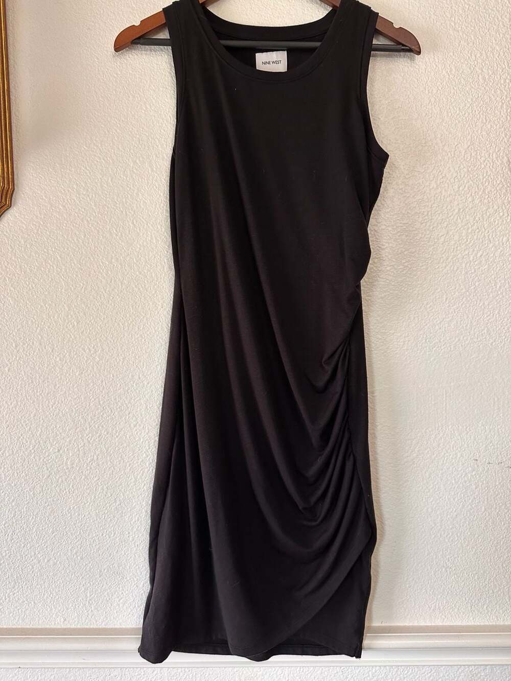 Nine West Sleeveless Ruched Dress Size S Black